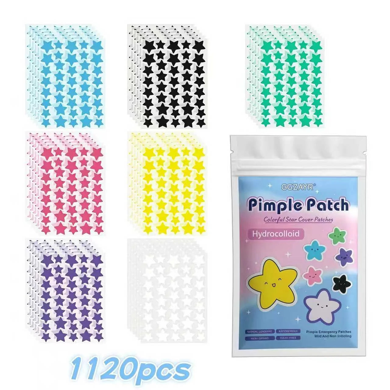 280/1120/1680pcs Seven-Color Star Pimple Patches – Invisible
