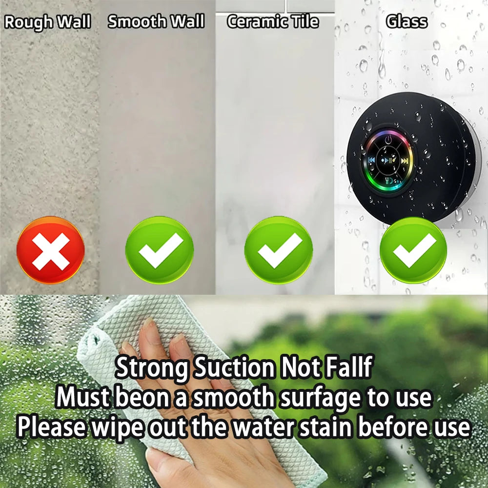 Portable Wireless Bluetooth Speaker with LED Light, IPX4 Waterproof,