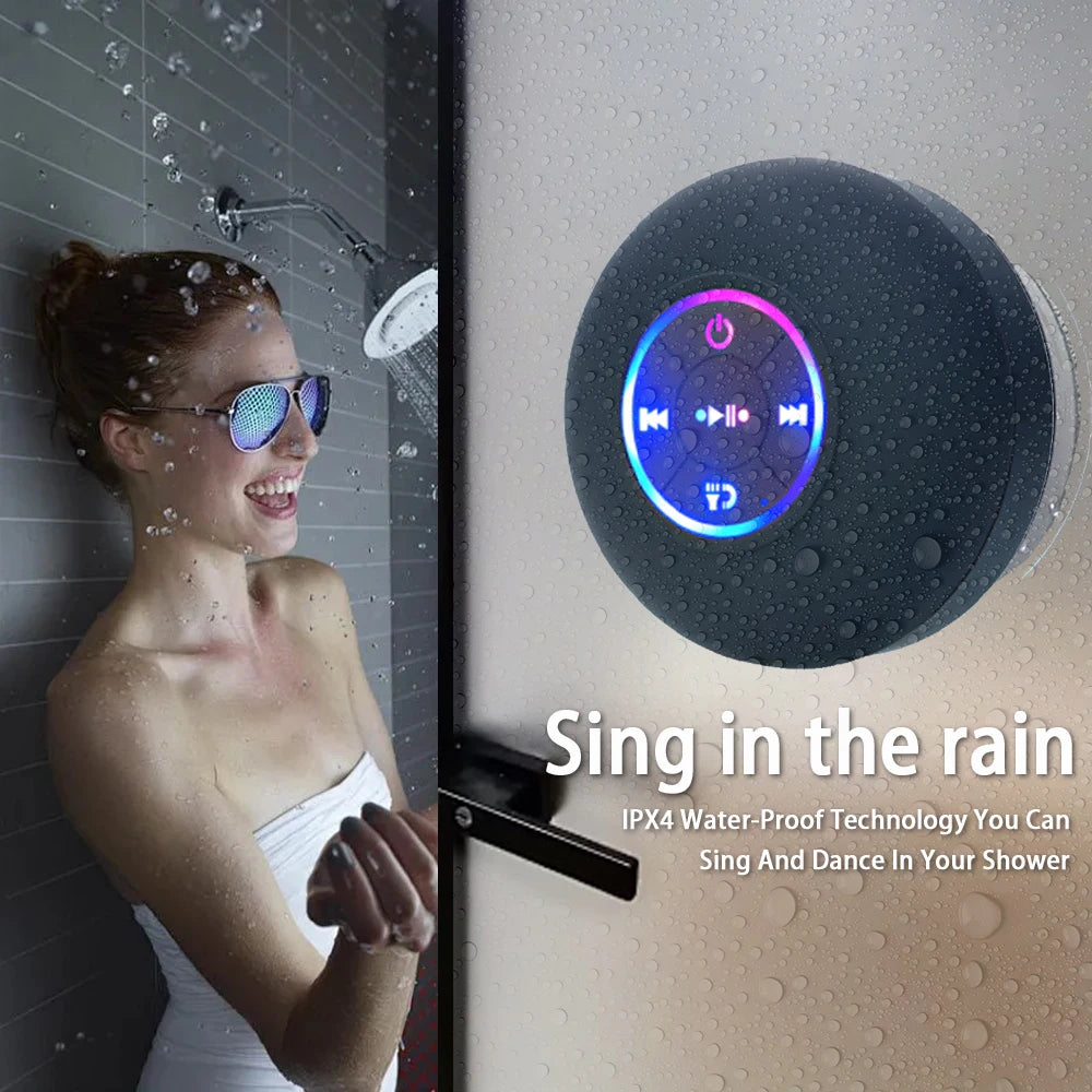 Portable Wireless Bluetooth Speaker with LED Light, IPX4 Waterproof,