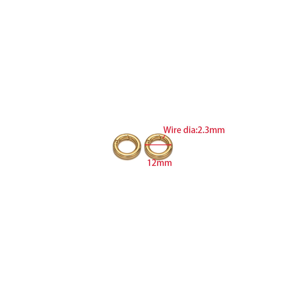 2Pcs/Lot Round Spring Clasps Stainless Steel Gold Plated Keyrings Buckles Connectors for DIY Jewelry Bag Hooks Making Components