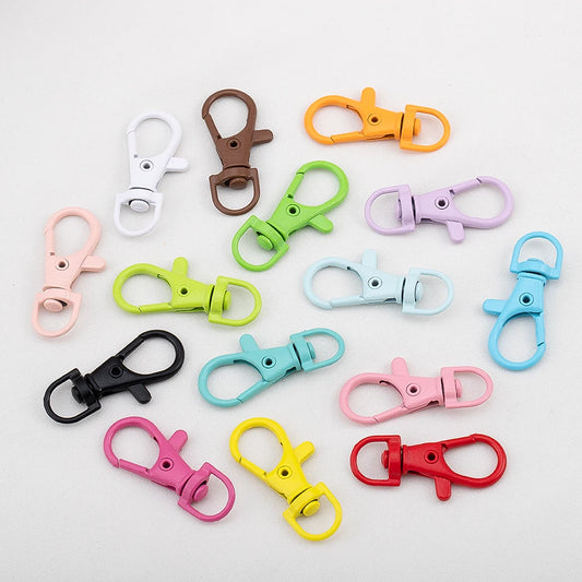10pcs Colored Alloy Painted Fish Mouth Spring Clasps Lobster Claw Hook Connectors for Keychain DIY Jewelry Making Accessories