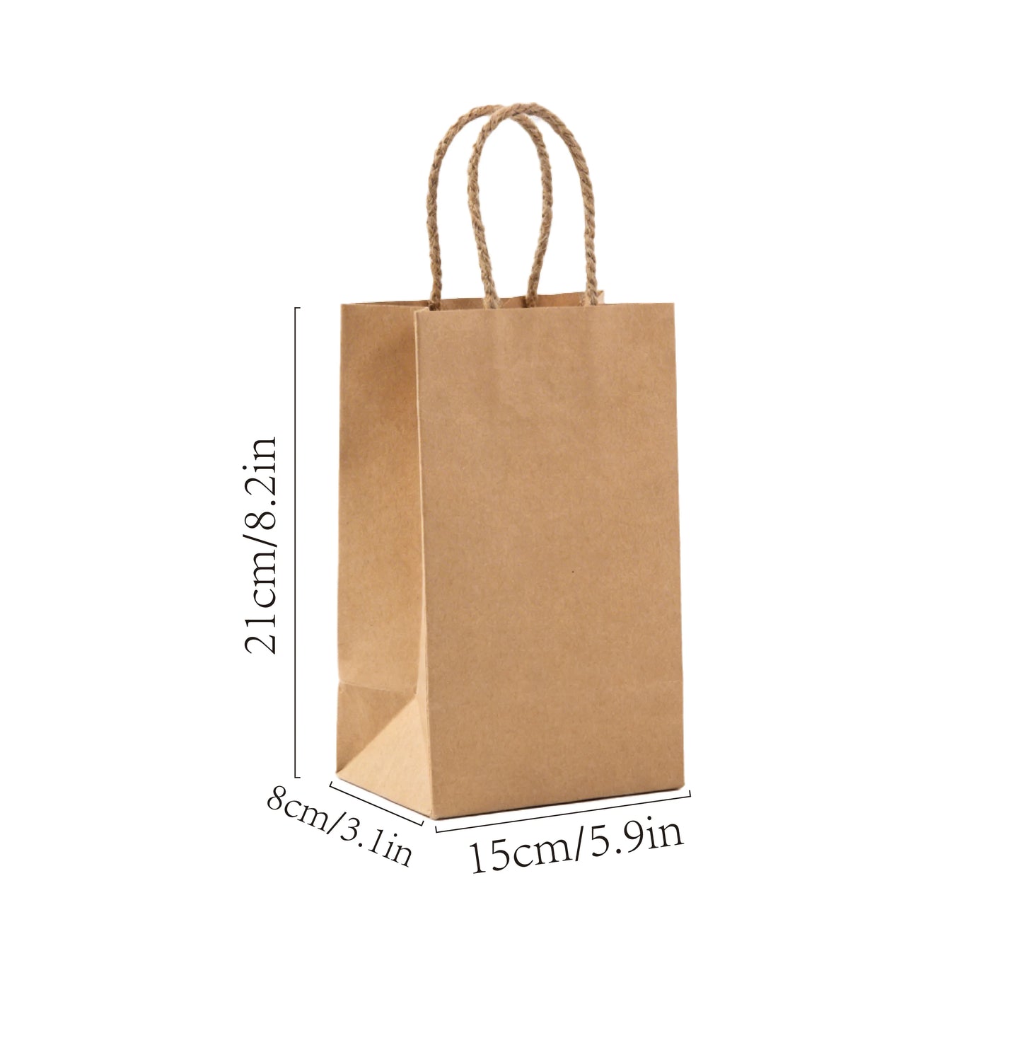 15×8×21cm Disposable Kraft Paper Bags, Snack Food Packaging Bags, Bakery Dessert Packing Pouch, Wedding Favor Gift Bags,