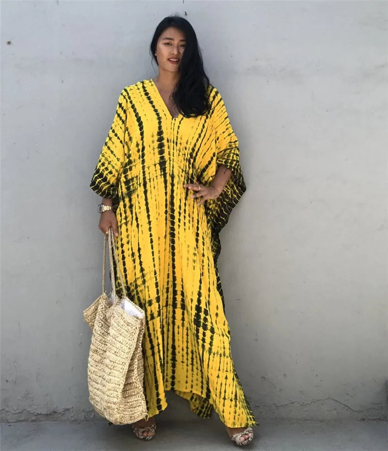Plus Size Women Beachwear Long Beach Coverups Kaftan Casual Caftan Dress Swimwear cover ups