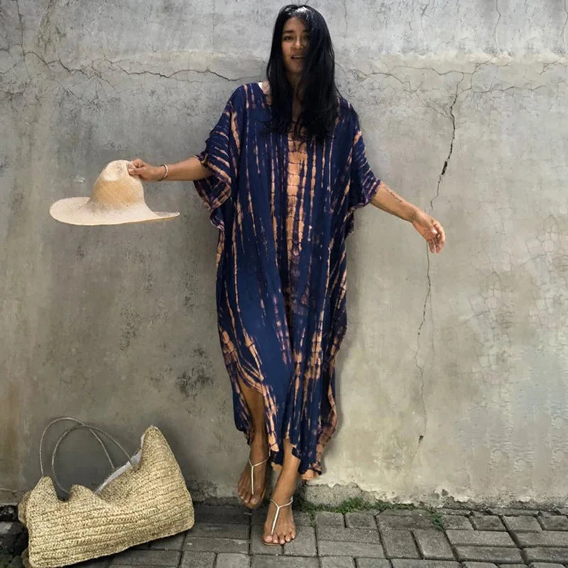Plus Size Women Beachwear Long Beach Coverups Kaftan Casual Caftan Dress Swimwear cover ups