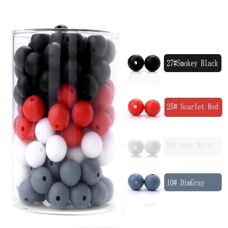 Clearance_50Pcs/Lot 12mm Baby Teether Silicone Beads Round Silicone Bead Accessories for DIY Newborn Pacifier Chain Bracelet Che