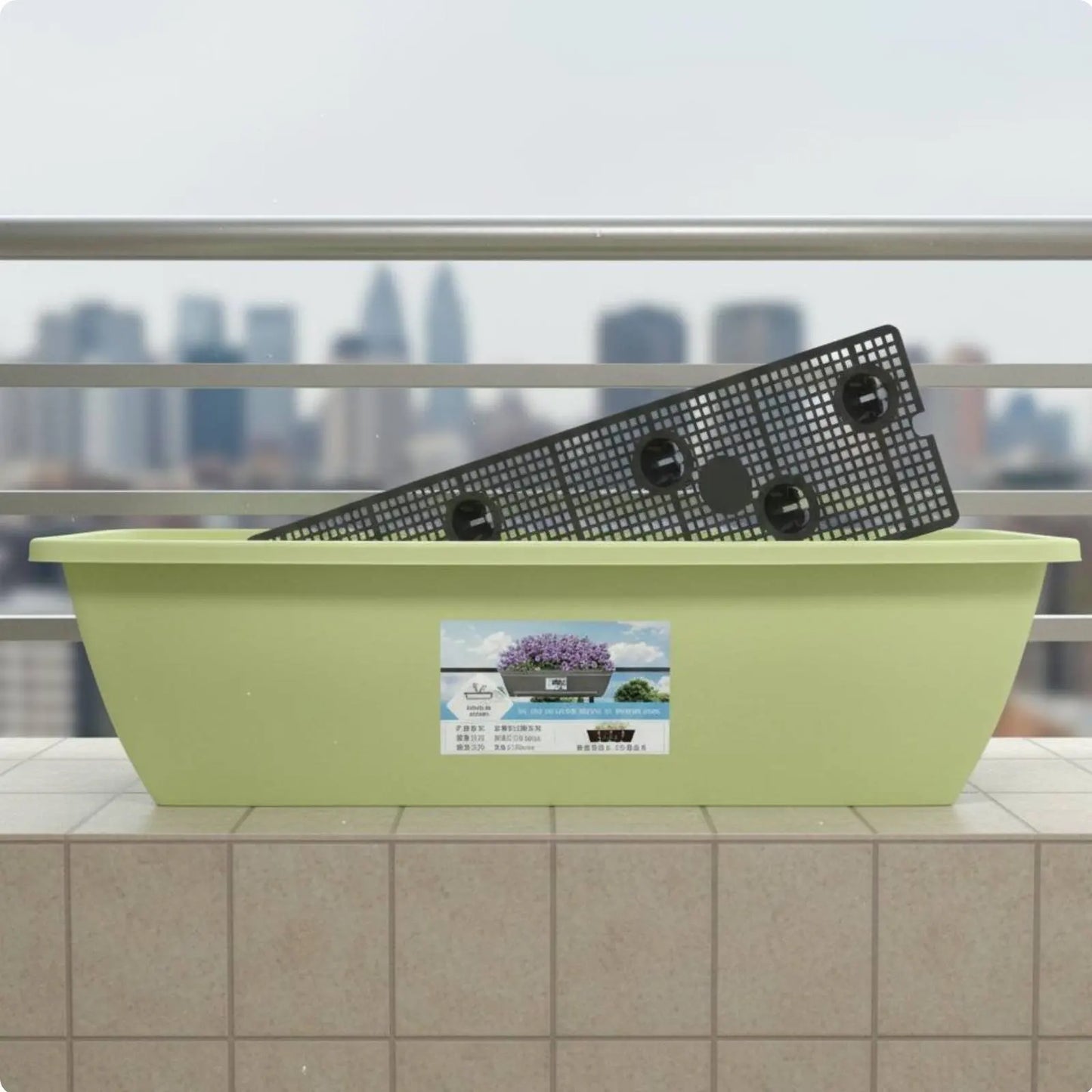 Long Plastic Vegetable Planter Weather Resistant Automatic-Watering Flower Pot Rectangular Planter Integrated Drainage Tray
