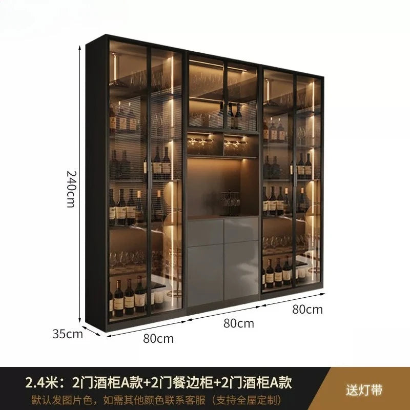 Light luxury Italian dining side wine cabinet modern simple living room storage locker drawers glass display cabinets furniture
