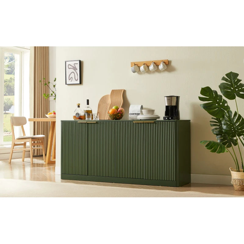 59-inch Modern Wavy Sideboard, Curved Contour Design Storage Cabinet, 4-door Cabinet with Storage Function, Suitable