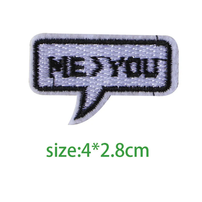 1PCS Black White English Alphabet Rectangle Embroidery Patches for Clothing Stripes Written Words Sticker Clothes Letters Badges