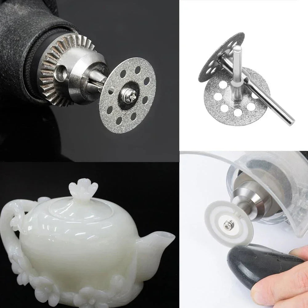 12pcs 22mm Diamond Cutting Disc 3mm Grinding Wheel Mandrel for Metal Cutting Rotary Tool Electric Grinder Parts\';]