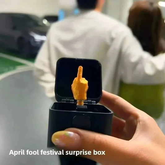 **Funny Middle Finger in Box - Hilarious Desk Decor & Gag Gift for Office, Halloween & Christmas**  (87 characters)