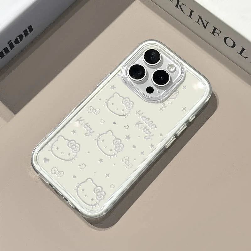 Cute Hollow out Hello Kitty Soft Clear Phone Case For iPhone 17 Pro Max Case 15 16 14 13 12 11 Pro 17 Air X XS XR 16 Plus Cover