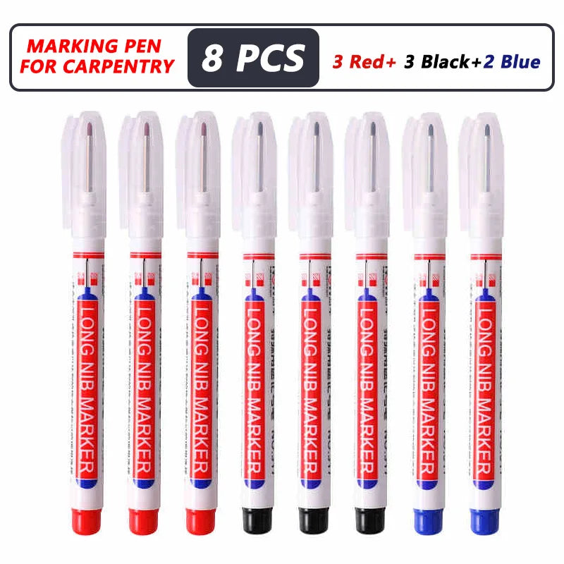 1-40PCS 20mm Deep Hole Long Nib Head Markers For Metal Perforating Pen Waterproof Bathroom Woodworking Decoration Multi-Purpose