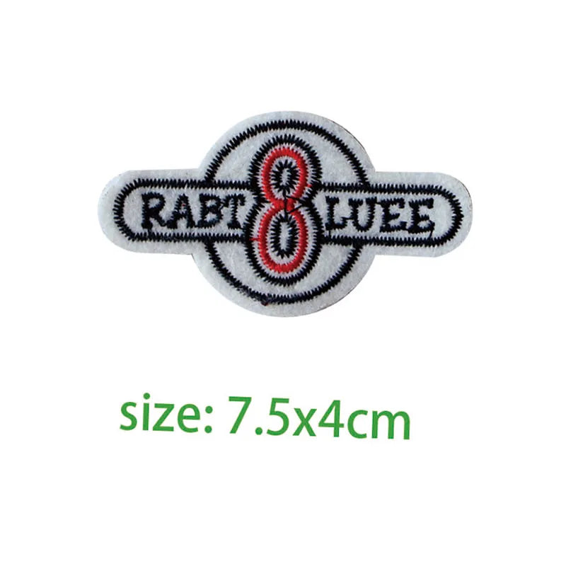1PCS Black White English Alphabet Rectangle Embroidery Patches for Clothing Stripes Written Words Sticker Clothes Letters Badges