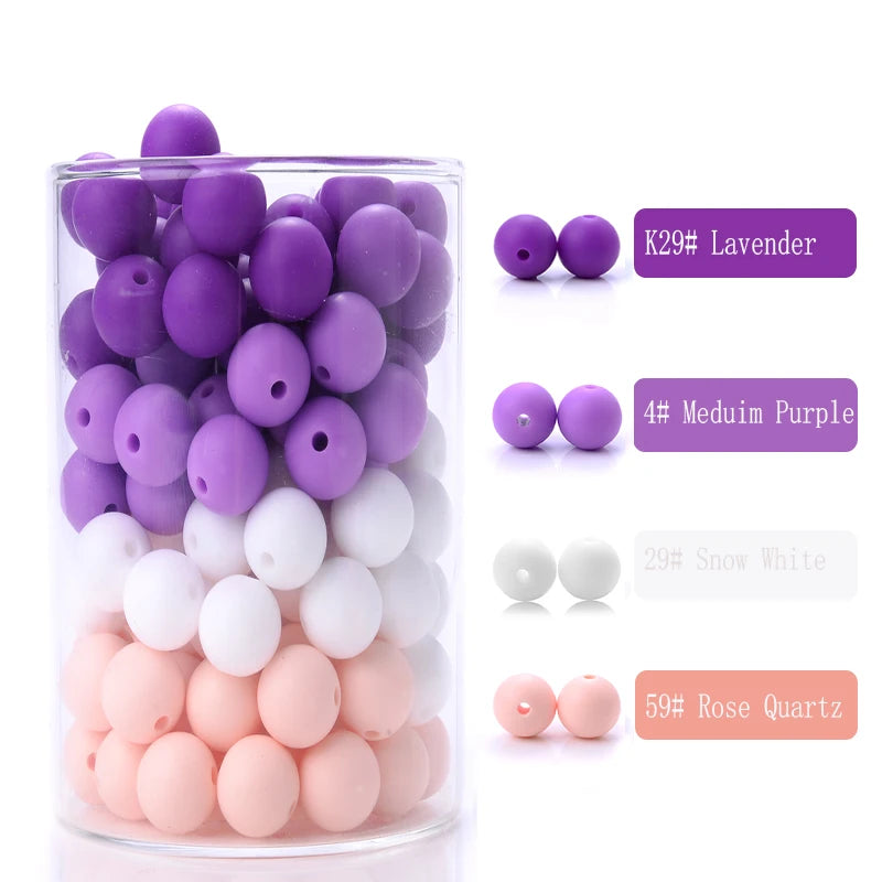Clearance_50Pcs/Lot 12mm Baby Teether Silicone Beads Round Silicone Bead Accessories for DIY Newborn Pacifier Chain Bracelet Che