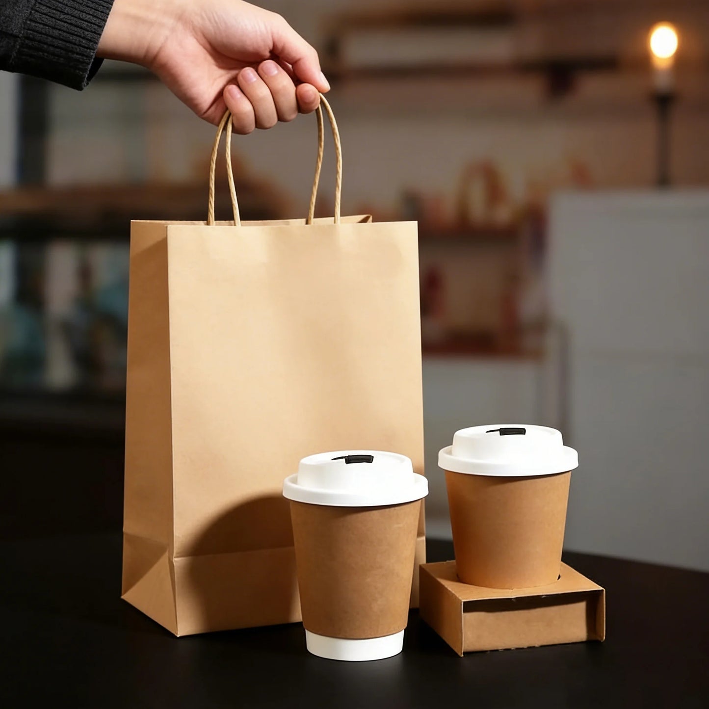 15×8×21cm Disposable Kraft Paper Bags, Snack Food Packaging Bags, Bakery Dessert Packing Pouch, Wedding Favor Gift Bags,