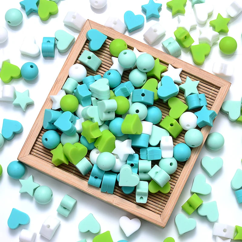 Clearance_50Pcs/Lot 12mm Baby Teether Silicone Beads Round Silicone Bead Accessories for DIY Newborn Pacifier Chain Bracelet Che