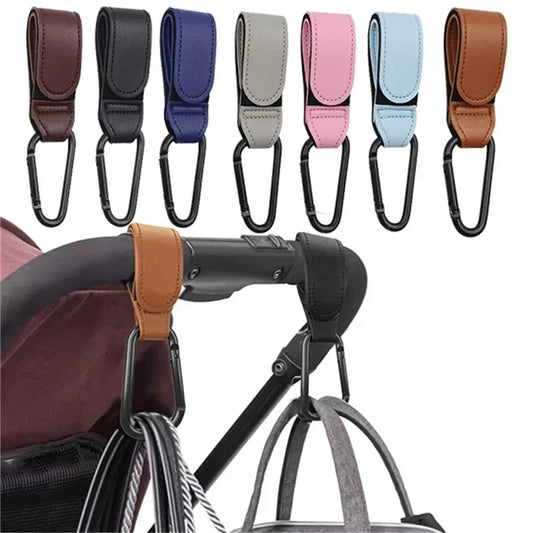 Wholesale 2pcs PU Leather Baby Stroller Hook for Pram Rotate 360 Degree Rotatable Cart Organizer Pram Hook Stroller Accessories