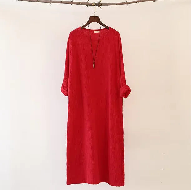 Hot Sale vestidos 2026 New Women Spring Dress long sleeve cotton linen casual Dresses,  - Autumn long sleeve dress