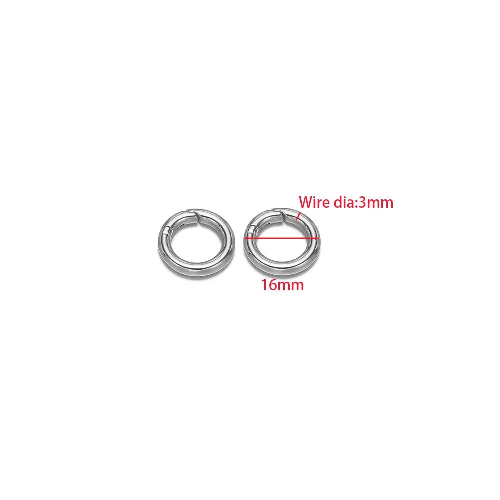 2Pcs/Lot Round Spring Clasps Stainless Steel Gold Plated Keyrings Buckles Connectors for DIY Jewelry Bag Hooks Making Components