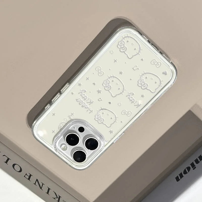 Cute Hollow out Hello Kitty Soft Clear Phone Case For iPhone 17 Pro Max Case 15 16 14 13 12 11 Pro 17 Air X XS XR 16 Plus Cover