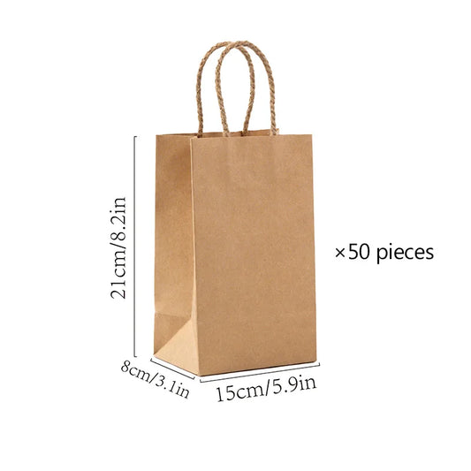 15×8×21cm Disposable Kraft Paper Bags, Snack Food Packaging Bags, Bakery Dessert Packing Pouch, Wedding Favor Gift Bags,