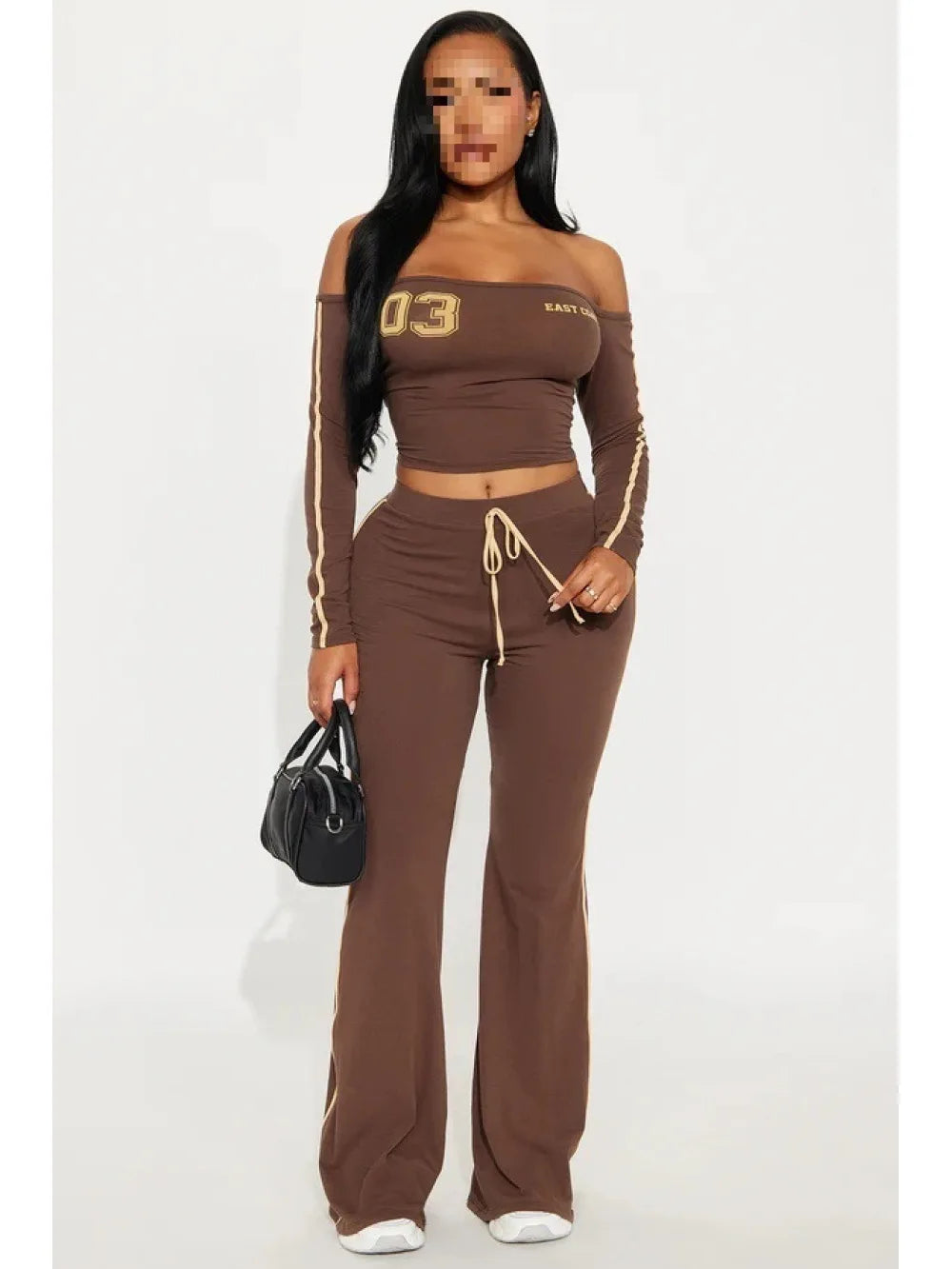 2026 New Ins Fashion Casual Sexy Street One Shoulder Style Slimming Pants Set Trendy Daily Dating Commuting Hot Girl Simplicity