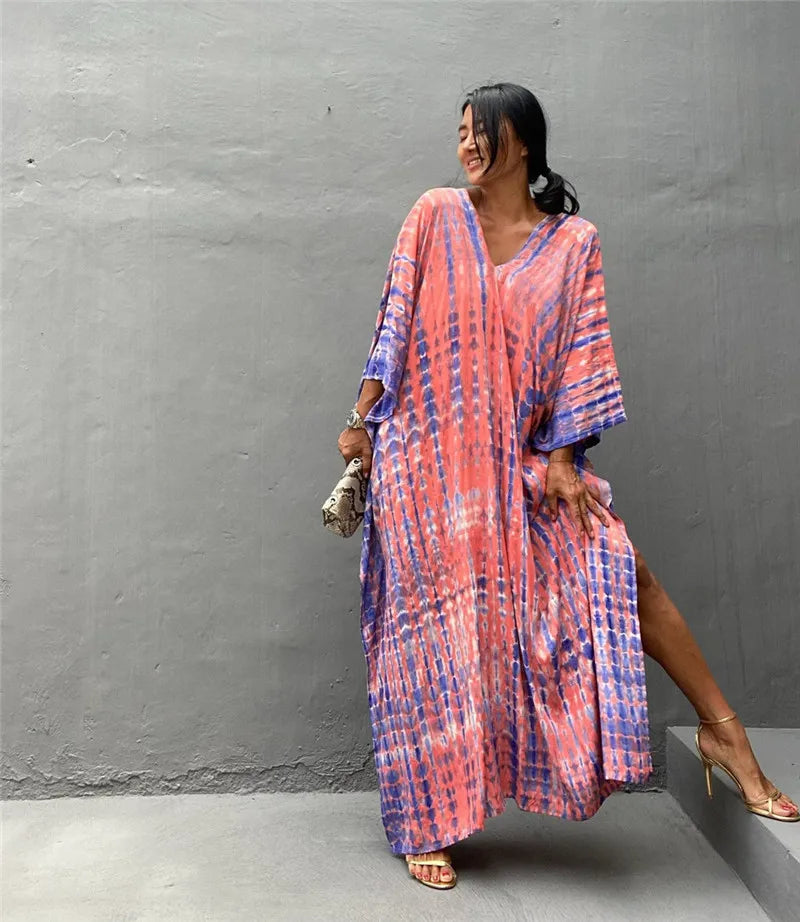 Plus Size Women Beachwear Long Beach Coverups Kaftan Casual Caftan Dress Swimwear cover ups