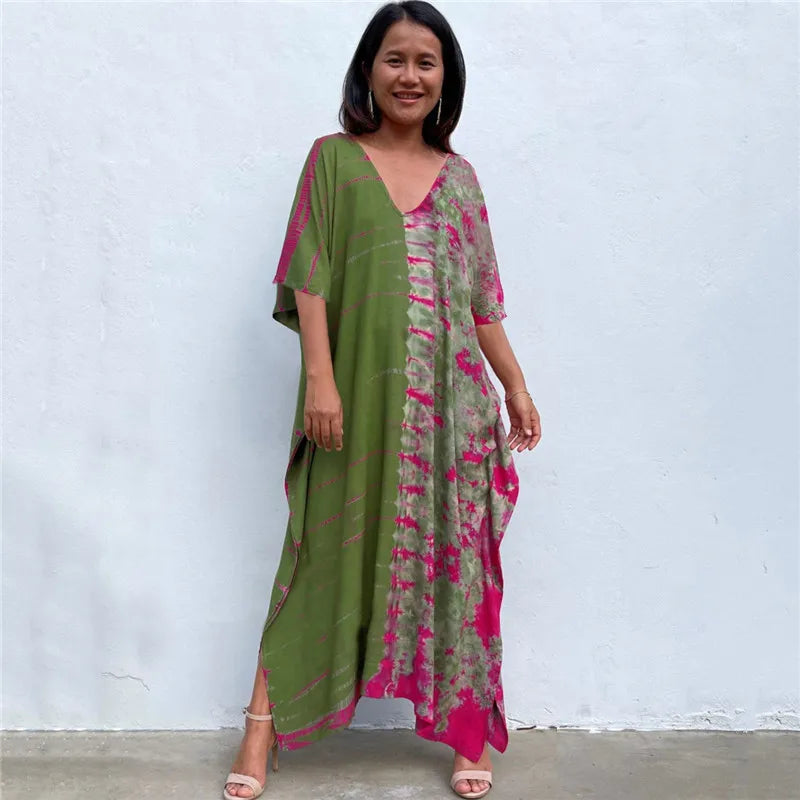 Plus Size Women Beachwear Long Beach Coverups Kaftan Casual Caftan Dress Swimwear cover ups