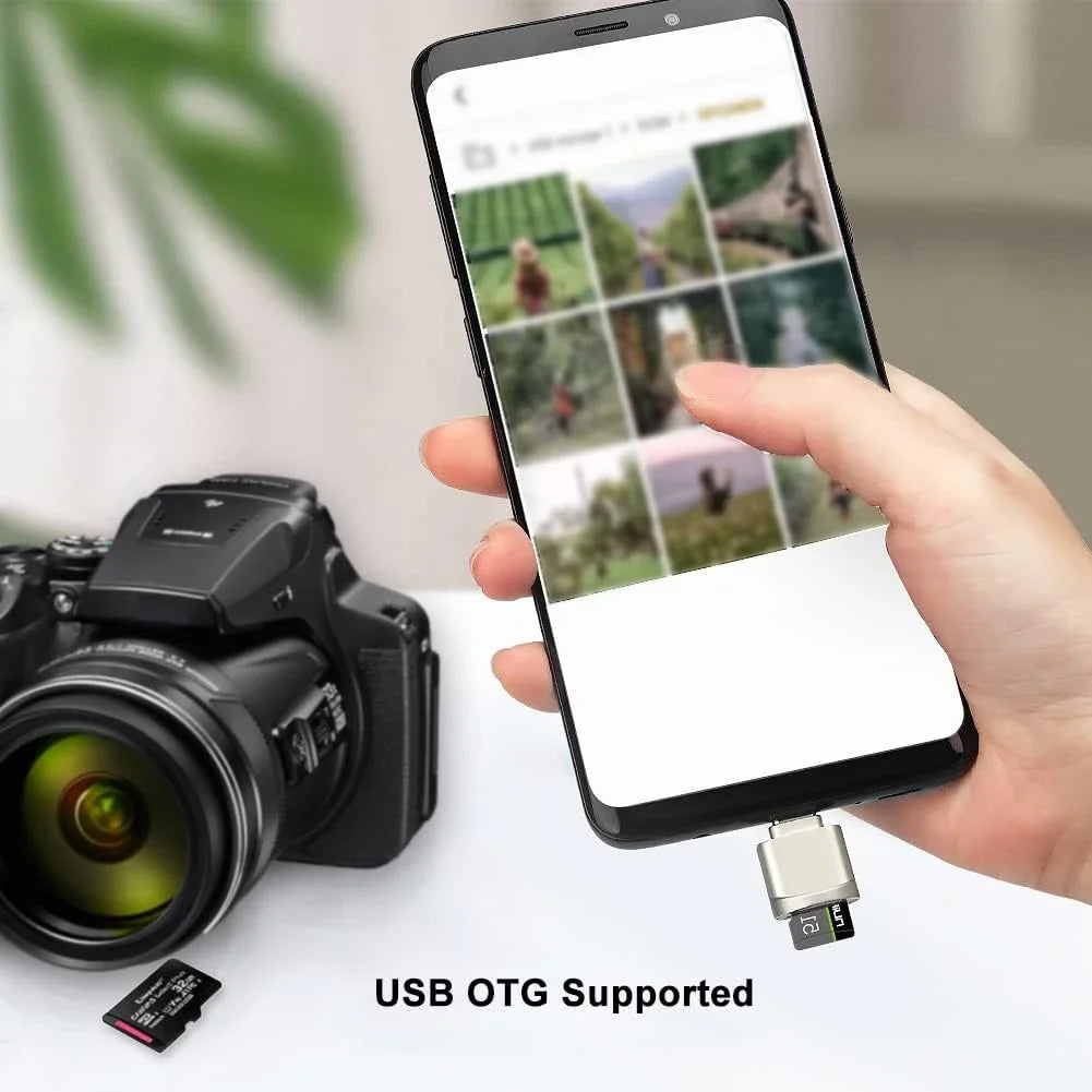 Type C TF Reader With Zinc Alloy Shell, SD Card Reader with USB C to USB Adapter, Suitable for Laptop, MacBook, Samsung Galaxy