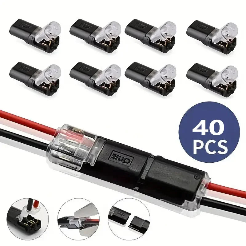 10/20/30/40/50Pcs Pluggable LED Wire Connectors, 2 Pin 2 Way Universal Compact Wire Terminals,
