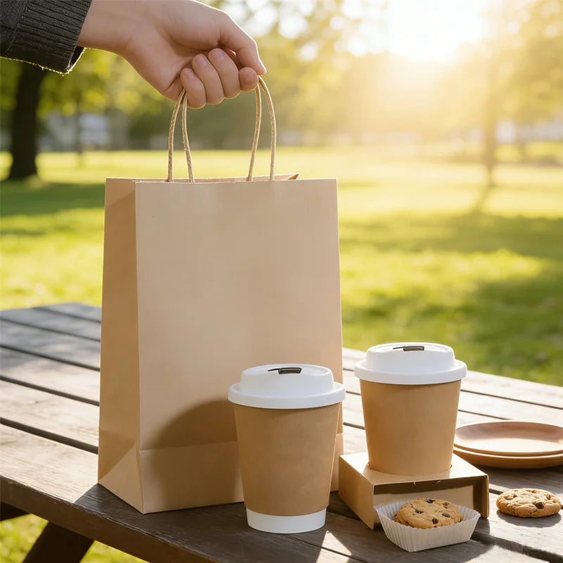 15×8×21cm Disposable Kraft Paper Bags, Snack Food Packaging Bags, Bakery Dessert Packing Pouch, Wedding Favor Gift Bags,