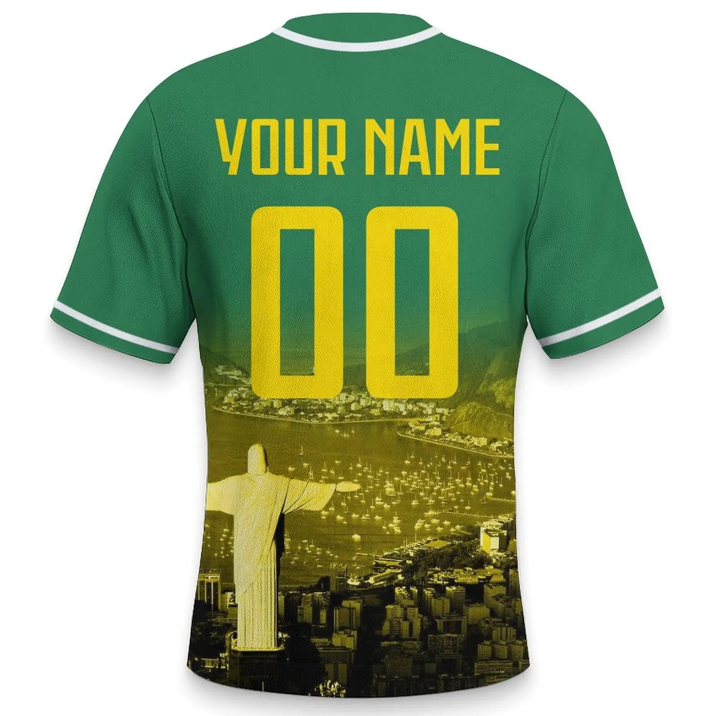Men's Brazil Custom Baseball Jersey Personalized Name Number Comfort Shirt with City Night View for Baseball Fans Gift