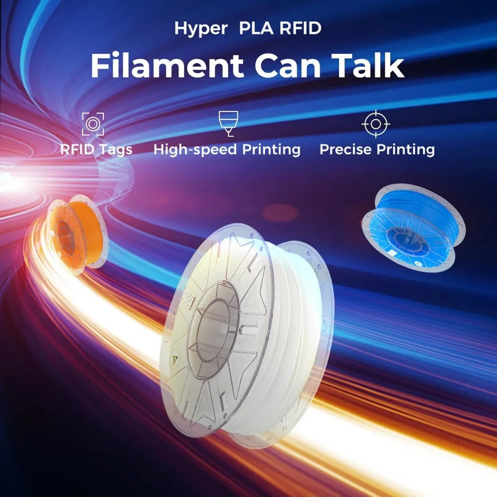 4KG Hyper PLA Filament 1.75mm Bundle, RFID High-Speed Printing up to 600mm/s, ±0.03mm Accuracy for Most 3D Printers