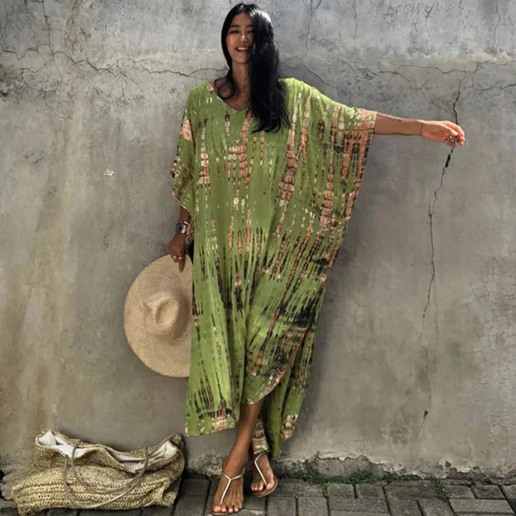 Plus Size Women Beachwear Long Beach Coverups Kaftan Casual Caftan Dress Swimwear cover ups
