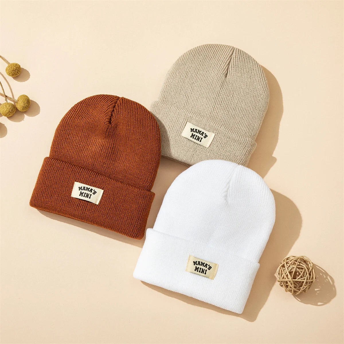 Clearance_3pcs/set Hot sales Autumn and Winter Warm 0-24 Month Kids Cap With Letter Boy Girls Soft Knitted Hat Children Head Acc