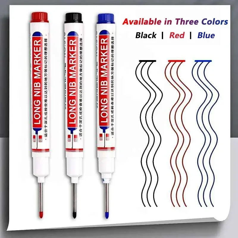 1-40PCS 20mm Deep Hole Long Nib Head Markers For Metal Perforating Pen Waterproof Bathroom Woodworking Decoration Multi-Purpose