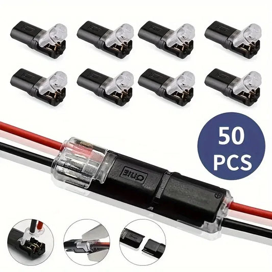 10/20/30/40/50Pcs Pluggable LED Wire Connectors, 2 Pin 2 Way Universal Compact Wire Terminals,