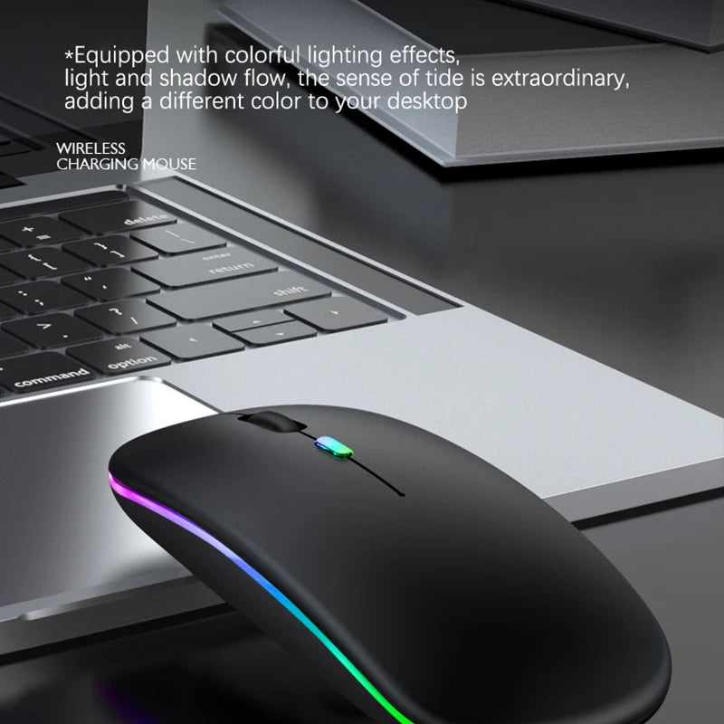 Wireless Mouse Rechargeable Silent LED Backlit Mice PC Laptop Computer Mous 2.4Ghz Receiver Bluetooth Dual Mode Optical Mice