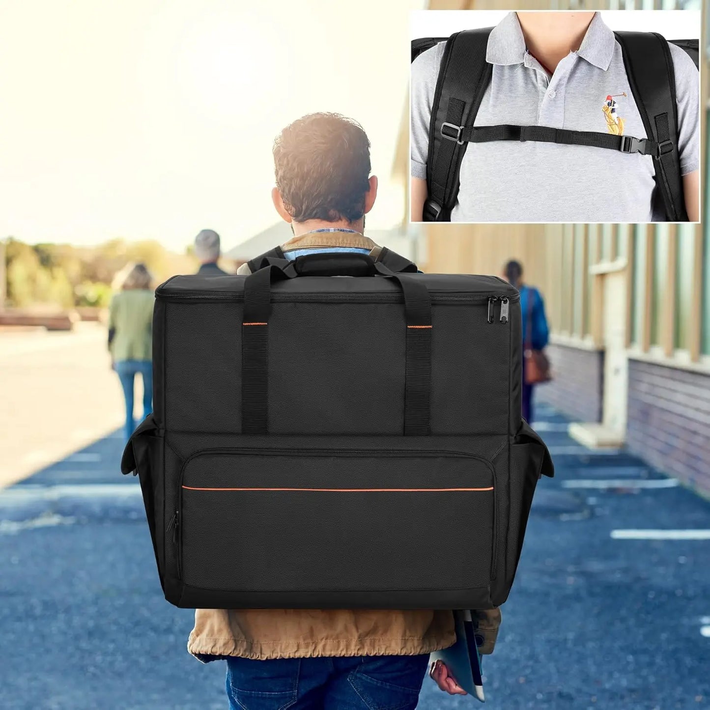 ATX/M-ATX PC Tower Carrying Case Backpack for Computer, Keyboard, Cables, Mouse, Black