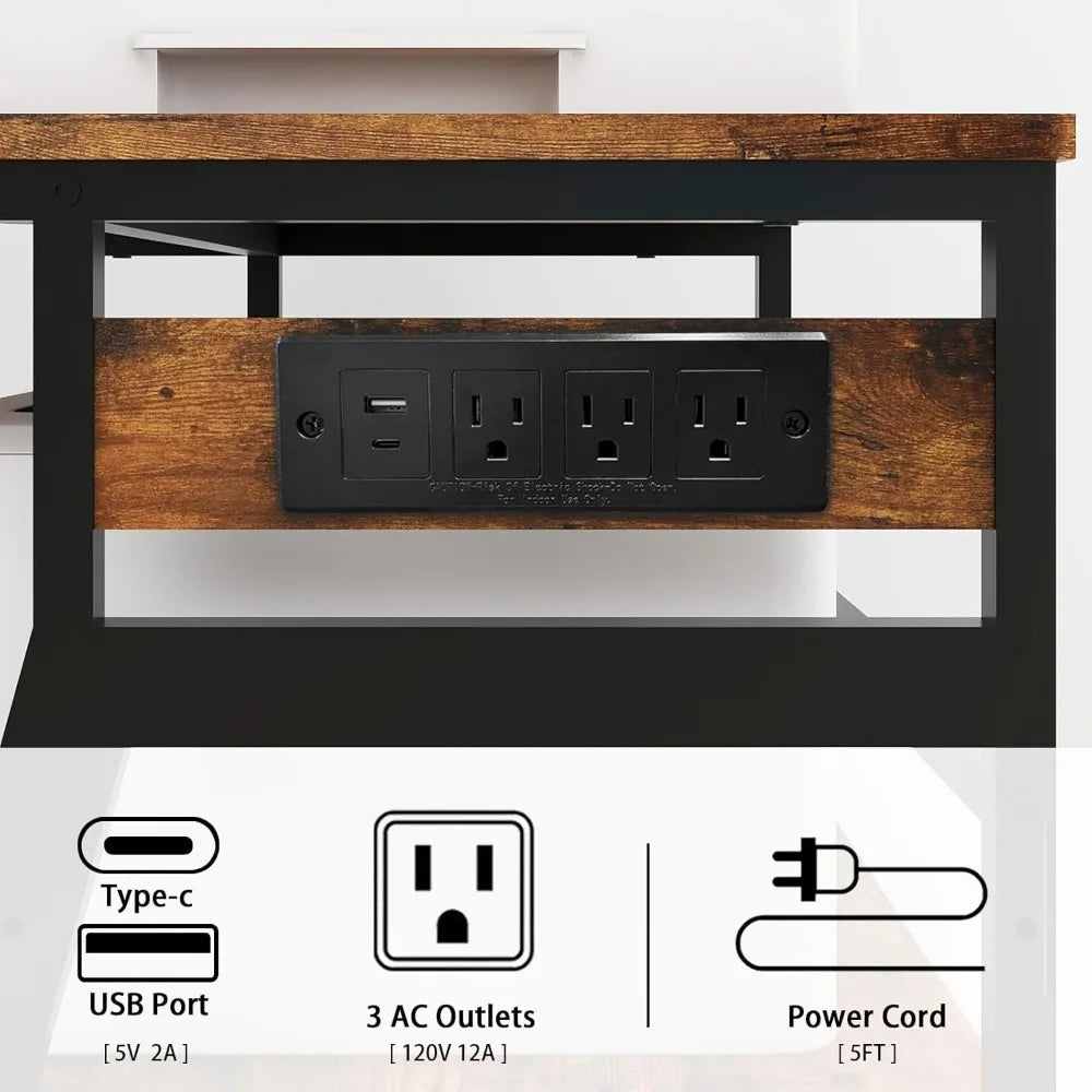 Large 23.6"x19.7" Printer Stand with Charging Station, 3-Tier Rolling Cart for Home Office, Adjustable Shelf for 3D Printer