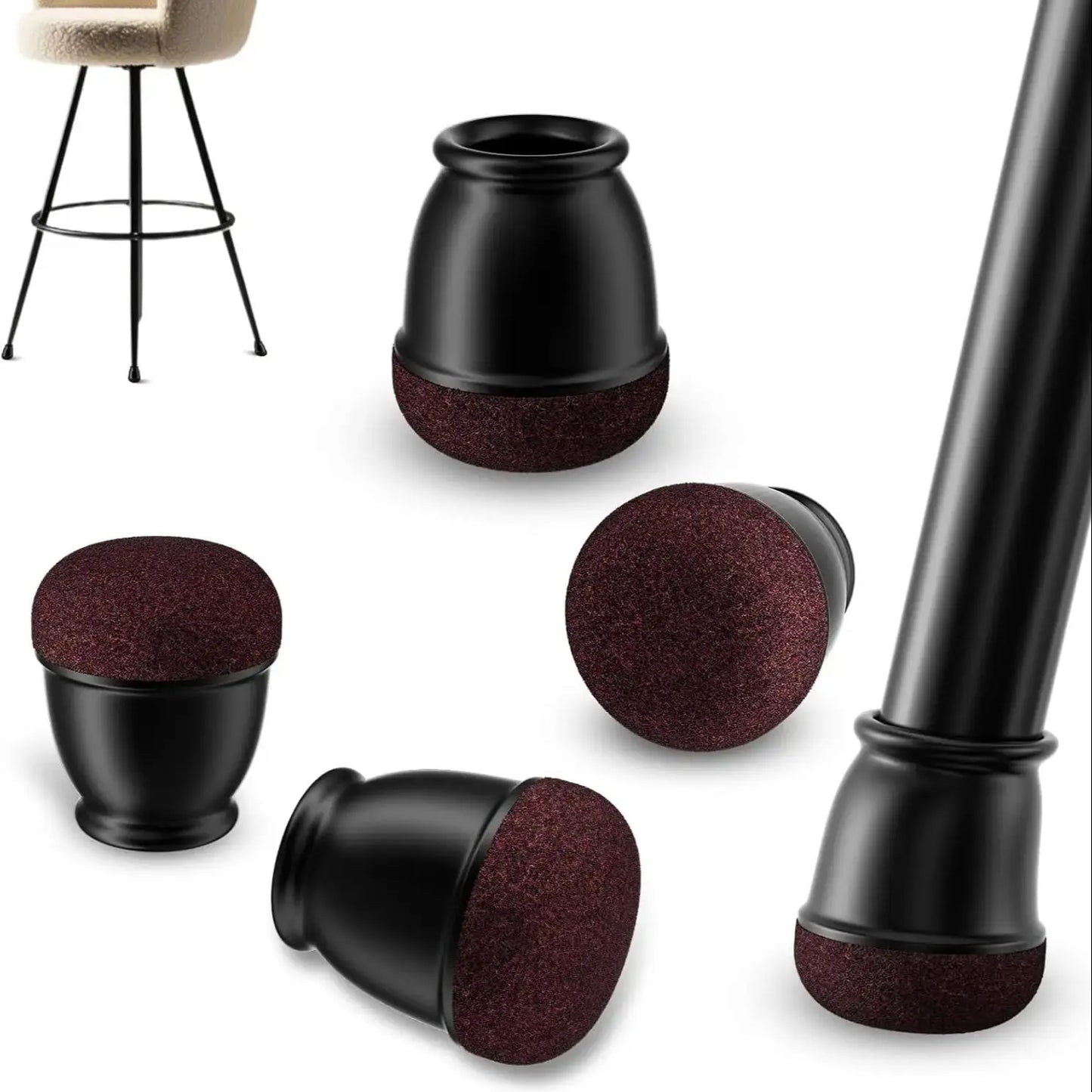 8pcs Round Table Chair Leg Floor Protector Foot Cover Black Anti- Slip Silicone Furniture Feet No Scratches for Hardwood Floors
