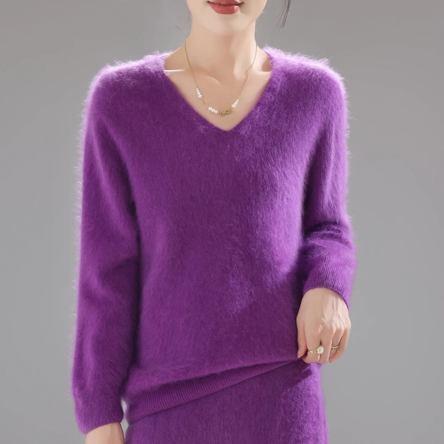 2025 Women's 100% Merino Wool Sweater, Thick Loose Knit Pullover Long Sleeve Solid Color(72 characters)