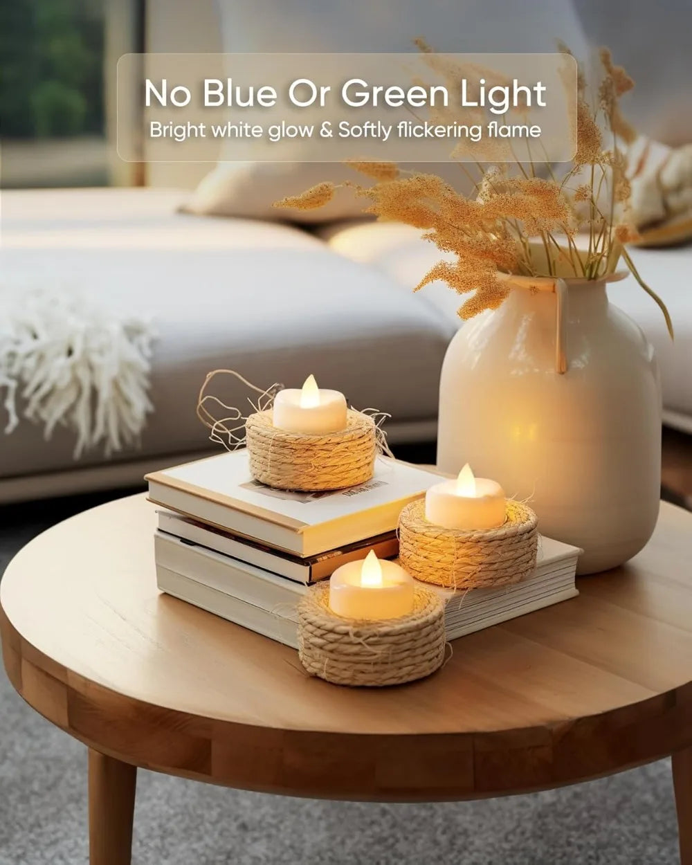 24-Pack Flameless LED Tealights, 200 Hours Long-Lasting, Realistic Flicker, 1.5'' x 1.25'' for Halloween Christmas Wedding