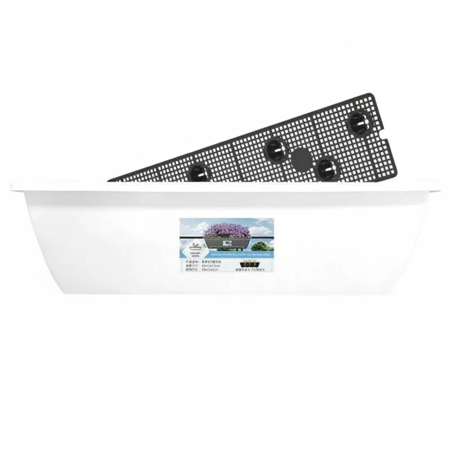 Long Plastic Vegetable Planter Weather Resistant Automatic-Watering Flower Pot Rectangular Planter Integrated Drainage Tray