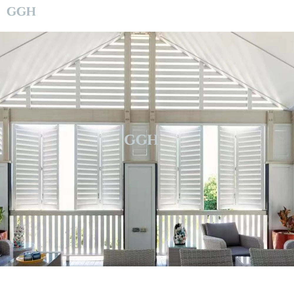 Modern Aluminum Alloy Horizontal Outdoor Plantation Shutters with 5 Year Warranty