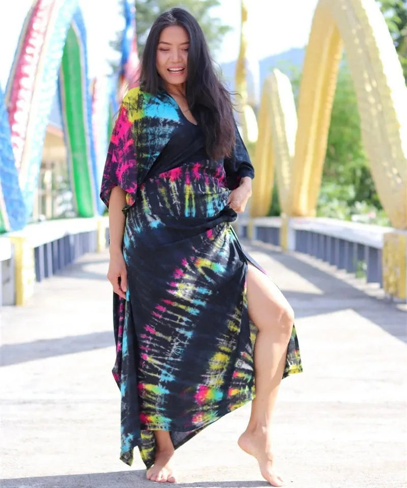Plus Size Women Beachwear Long Beach Coverups Kaftan Casual Caftan Dress Swimwear cover ups
