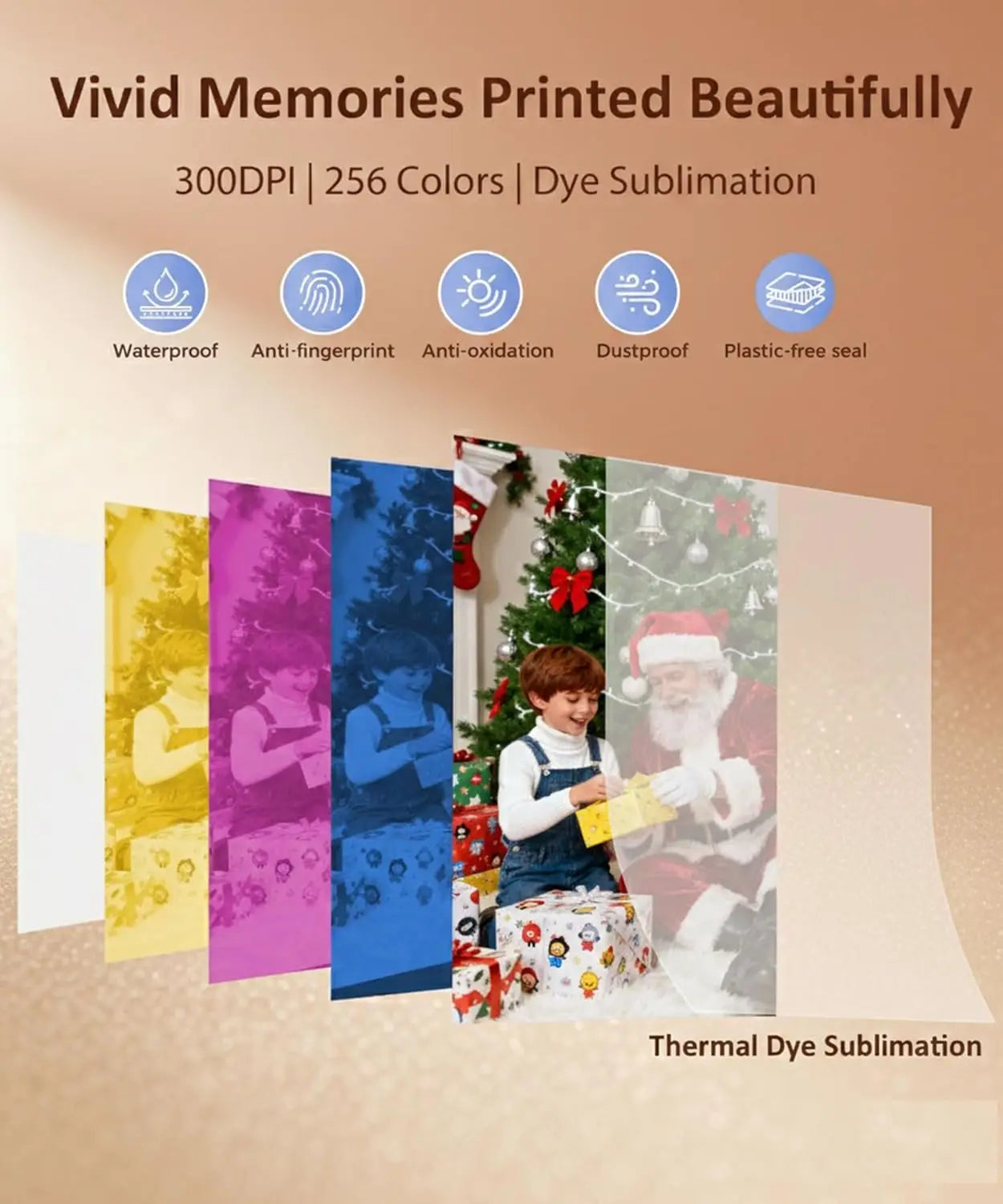 4x6 Photo Printer with Wi-Fi, Full-Color Thermal Dye Sublimation, Portable for iPhone/Android, AR Video App, Home Use in White