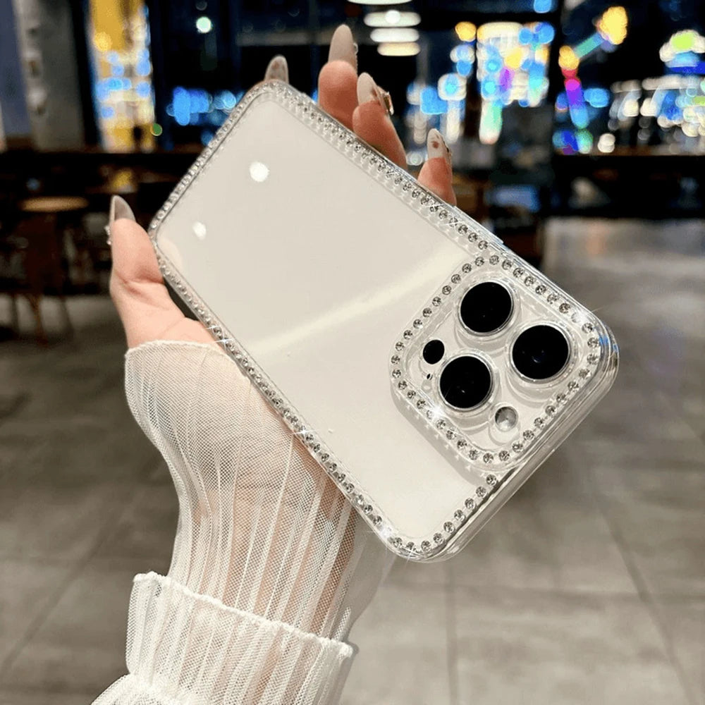 Luxury Transparent Diamond Jewelled Phone Case For iPhone 17 Pro Max 16 11 13 15 14 12 Glitter Bumper Back Cases Cover