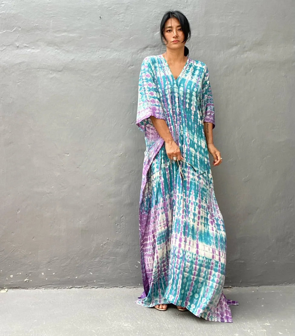 Plus Size Women Beachwear Long Beach Coverups Kaftan Casual Caftan Dress Swimwear cover ups
